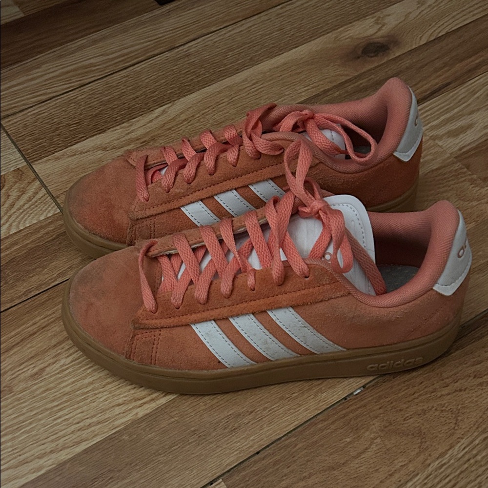 adidas Coral Suede Low-Top Sneakers with White Stripes